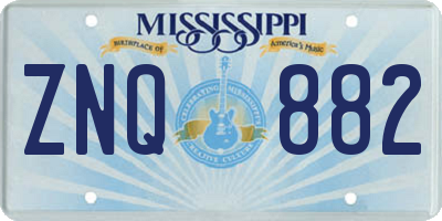 MS license plate ZNQ882