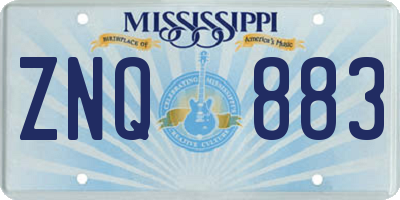 MS license plate ZNQ883
