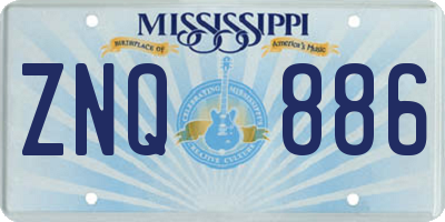 MS license plate ZNQ886