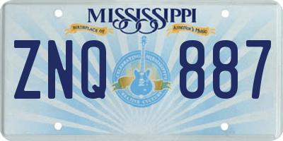 MS license plate ZNQ887