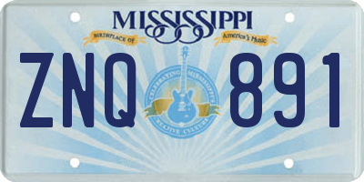 MS license plate ZNQ891