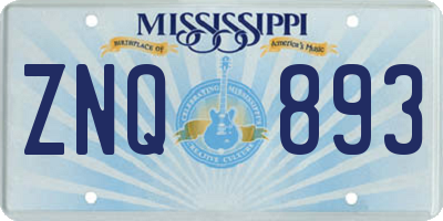 MS license plate ZNQ893
