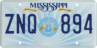 MS license plate ZNQ894