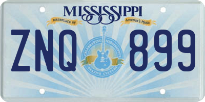 MS license plate ZNQ899