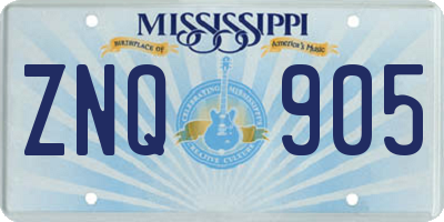 MS license plate ZNQ905