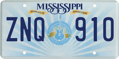 MS license plate ZNQ910