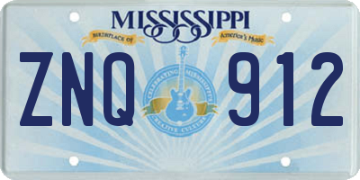MS license plate ZNQ912