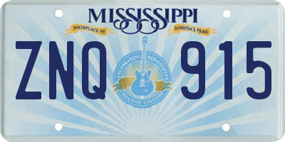 MS license plate ZNQ915
