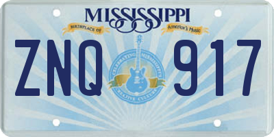 MS license plate ZNQ917