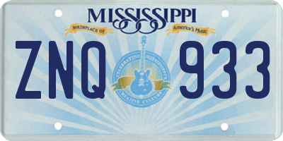 MS license plate ZNQ933