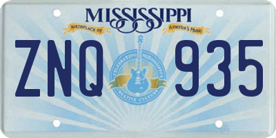MS license plate ZNQ935