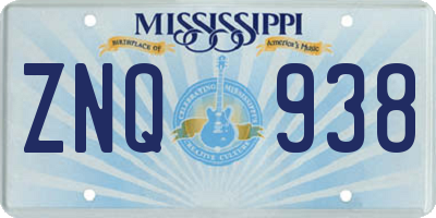 MS license plate ZNQ938