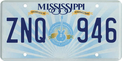MS license plate ZNQ946