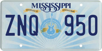 MS license plate ZNQ950