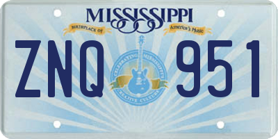 MS license plate ZNQ951