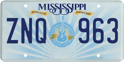 MS license plate ZNQ963