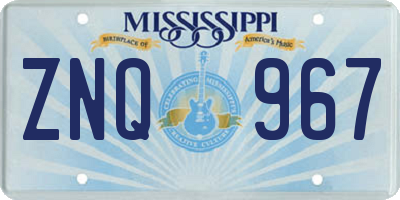 MS license plate ZNQ967