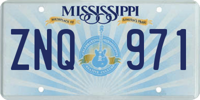 MS license plate ZNQ971