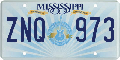 MS license plate ZNQ973