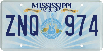 MS license plate ZNQ974
