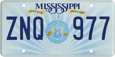 MS license plate ZNQ977