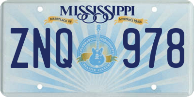MS license plate ZNQ978