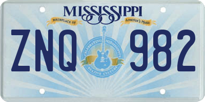 MS license plate ZNQ982