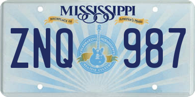 MS license plate ZNQ987