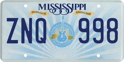 MS license plate ZNQ998