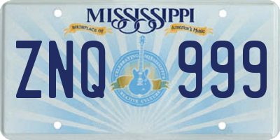 MS license plate ZNQ999