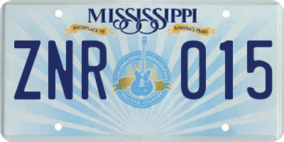 MS license plate ZNR015