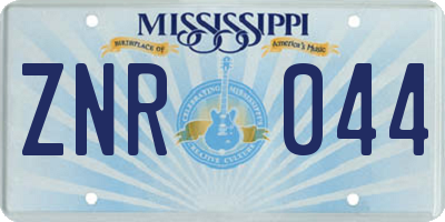 MS license plate ZNR044
