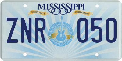 MS license plate ZNR050