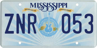 MS license plate ZNR053