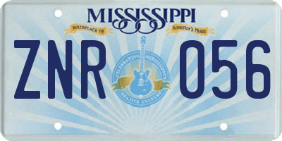MS license plate ZNR056