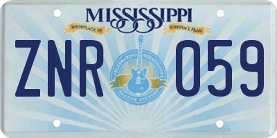 MS license plate ZNR059