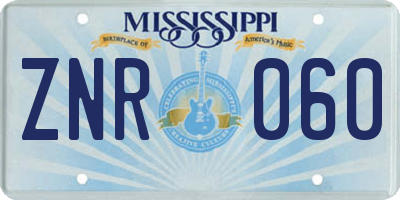MS license plate ZNR060