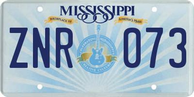 MS license plate ZNR073