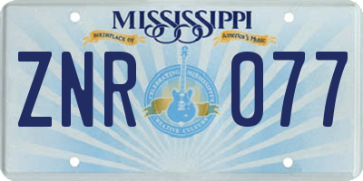 MS license plate ZNR077