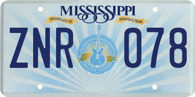 MS license plate ZNR078