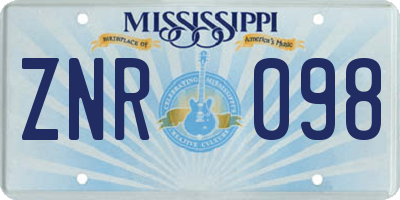 MS license plate ZNR098