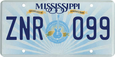 MS license plate ZNR099