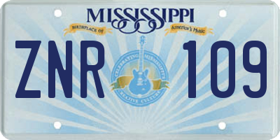 MS license plate ZNR109