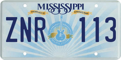 MS license plate ZNR113