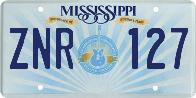 MS license plate ZNR127