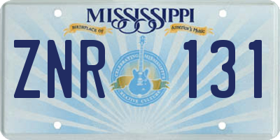 MS license plate ZNR131