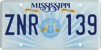 MS license plate ZNR139