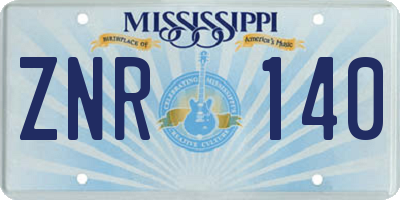 MS license plate ZNR140