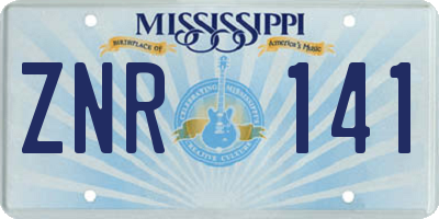 MS license plate ZNR141