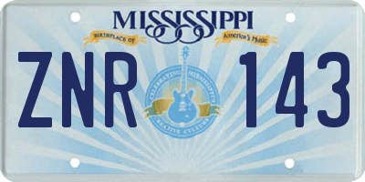 MS license plate ZNR143